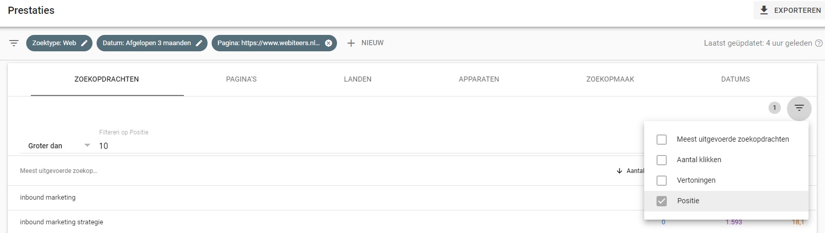 on-page-seo-filter-positie-gsc